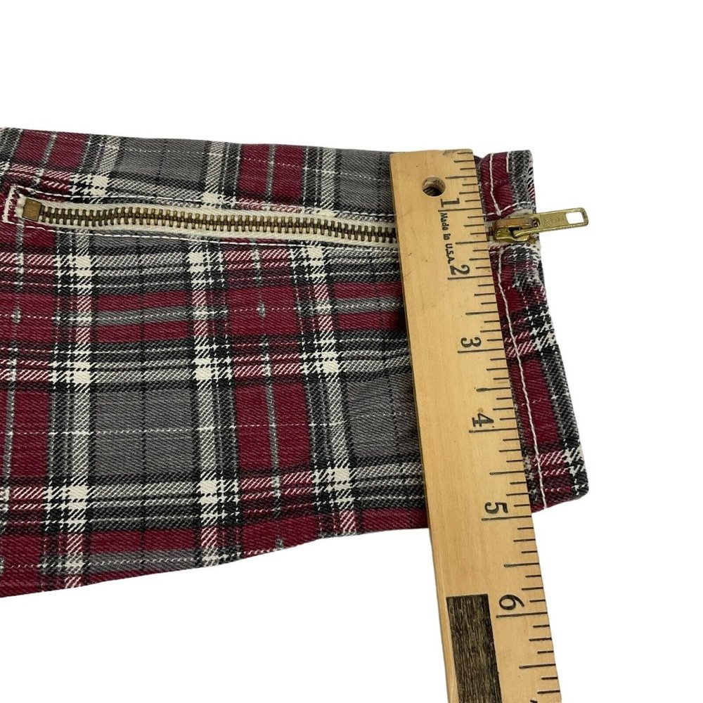 Current/Elliott Jeans Women's Sz 27 Red Plaid The Soho Zip Stiletto Skinny Nwot - Picture 13 of 14